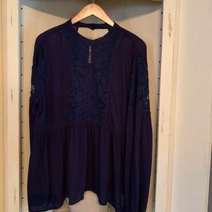 Ariat Tunic Top Dark Blue with Lace detail